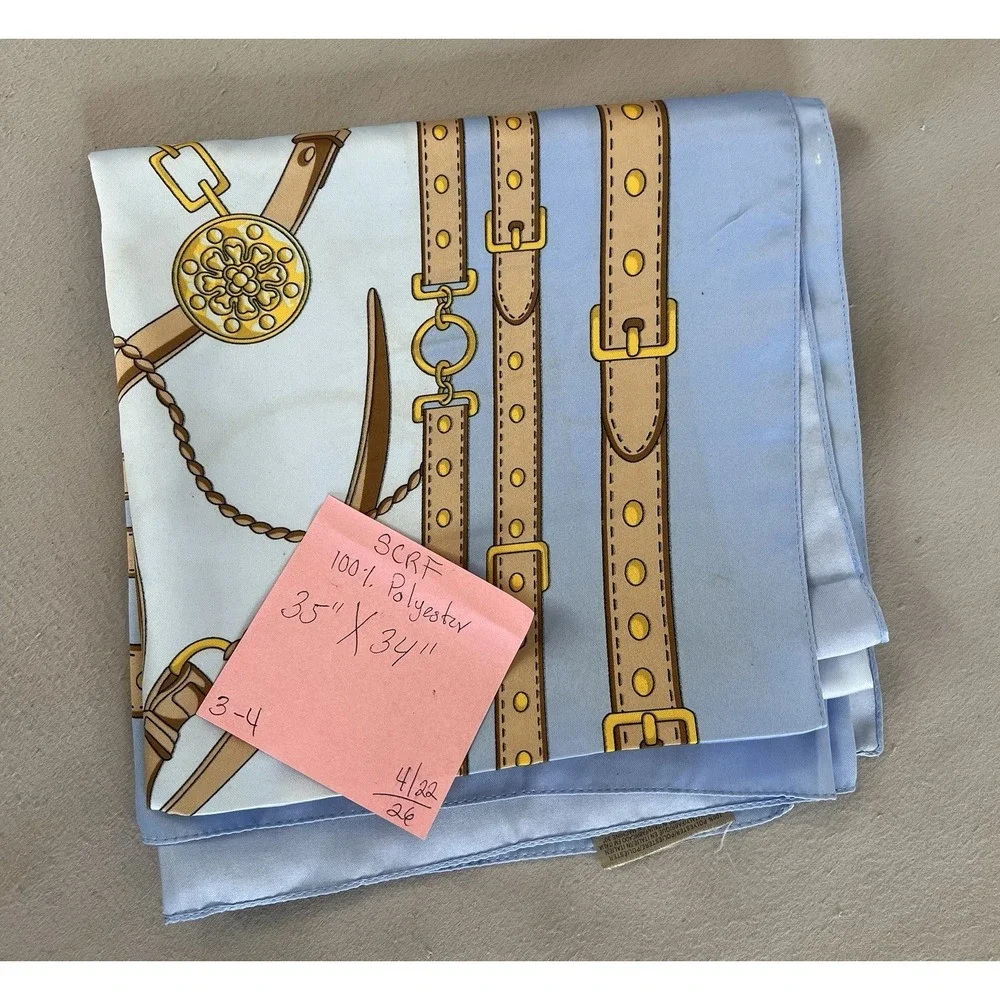 Womens Scarf Chains‎ Blue Polyester Made In Italy 34x34